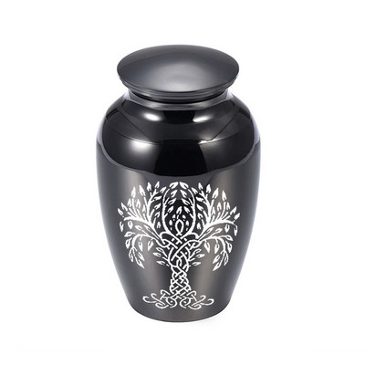 Urna za kremiranje pepeo spomen staklenka stablo života držač pepela mali uspomena od aluminijske legure urne s crnom vrećicom za pakiranje