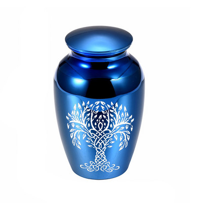 Urna za kremiranje pepeo spomen staklenka stablo života držač pepela mali uspomena od aluminijske legure urne s crnom vrećicom za pakiranje