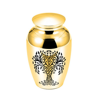 Urna za kremiranje pepeo spomen staklenka stablo života držač pepela mali uspomena od aluminijske legure urne s crnom vrećicom za pakiranje