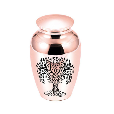Urna za kremiranje pepeo spomen staklenka stablo života držač pepela mali uspomena od aluminijske legure urne s crnom vrećicom za pakiranje
