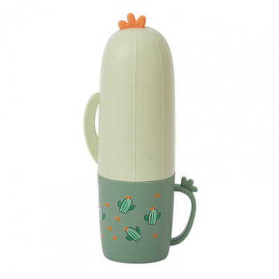 Zobu birstes glabāšanas futrālis Ūdensnecaurlaidīgs 2 vienā ABS Cute karikatūra Cactus Tumbler krūzes turētājs Vannas istabas piederumi