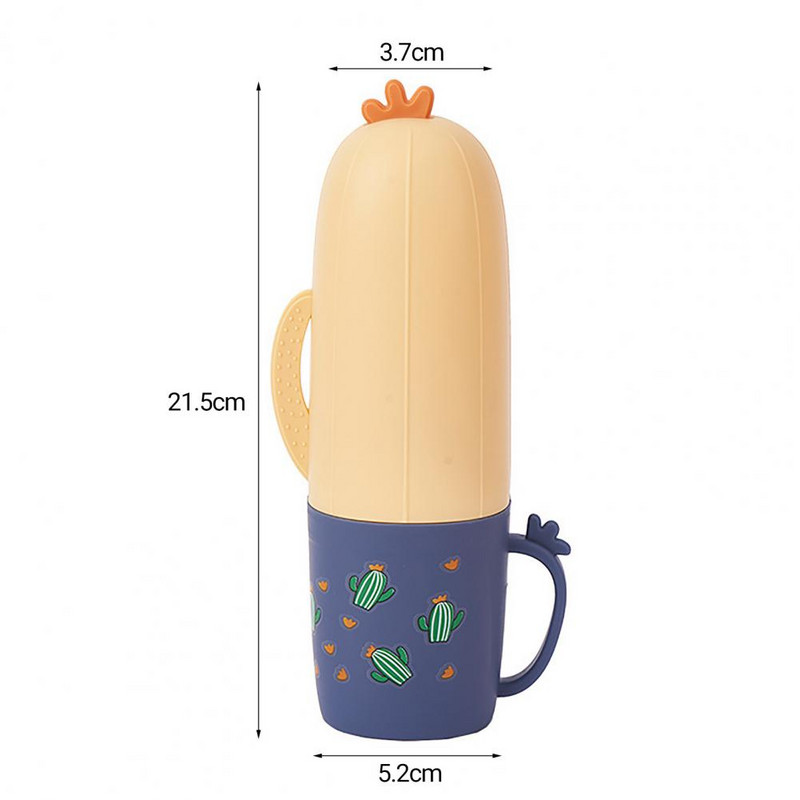 Zobu birstes glabāšanas futrālis Ūdensnecaurlaidīgs 2 vienā ABS Cute karikatūra Cactus Tumbler krūzes turētājs Vannas istabas piederumi