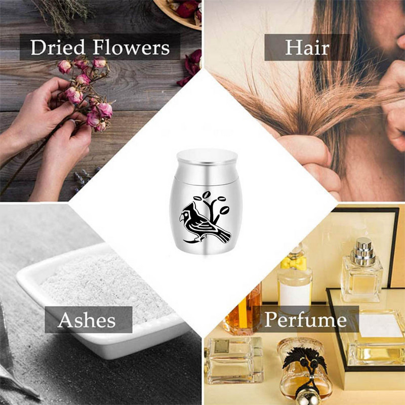 30x40 mm Mala kremacijska urna za uspomenu na pepeo s ptičjim uzorkom posuda za pepeo za uspomenu na uspomenu na ljude ili kućne ljubimce - 5 boja