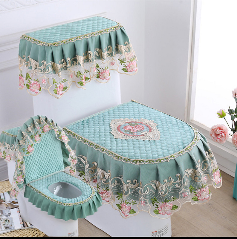 Navlaka za WC školjku 3 komada Crvena navlaka za WC školjku Ukrasna navlaka za WC školjku Hotelska kupaonica Čipkana navlaka za WC školjku Plava