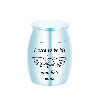 Izgrebti eņģeļa spārni urnas kremācijas urna cilvēku pelniem piemiņas mini alumīnija sakausējuma pelnu burka bēru pelnu turētājs