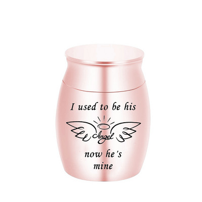 Izgrebti eņģeļa spārni urnas kremācijas urna cilvēku pelniem piemiņas mini alumīnija sakausējuma pelnu burka bēru pelnu turētājs