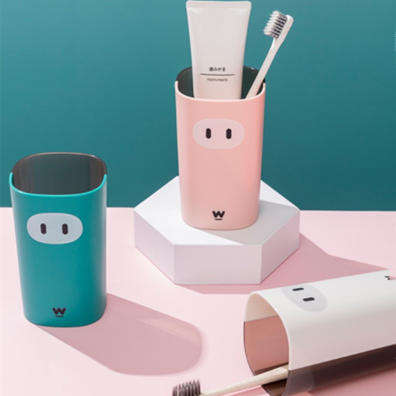 Karikatūra Cūkas zobu pastas zobu birstes turētājs Vannas istabas piederumi Pārnēsājami ceļojumu zobu birstes vāka krūze krāsaina zobu birstes kauss