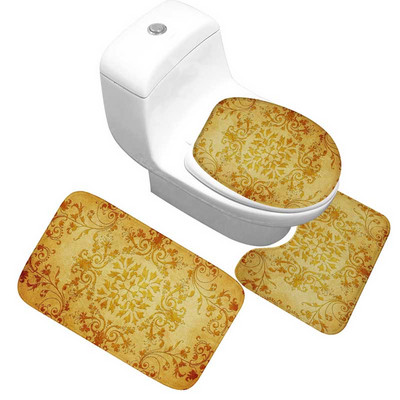 Modes un unikāls neslīdošs vannas istabas tualetes spilvens 3-daļīgs sēdekļa pārklājs kāju audums, absorbējošs vannas istabas tualetes paklājs Tapis De Bain