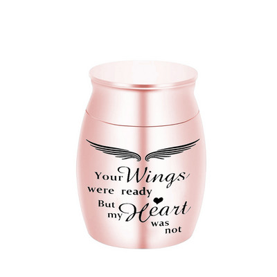 Gaišas krāsas urnas piemiņas burka grebti eņģeļa spārni urnas bēru piemiņai urnas turētājs maza piemiņas urna ar samta maisiņu