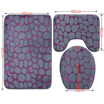 3 бр./компл. фланелен комплект постелки за баня за баня капак за тоалетна чиния килими противоплъзгащи миещи се релефни килими за под на тоалетна в банята подложка за крака