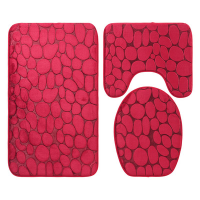 3Gb/komplekts Flaneļa Vannas Paklājiņa Komplekts Tualetes Vāks Pārsegs Paklāji Neslīdoši Mazgājami Reljefi WC grīdas Paklāji Vannas istabas Kāju Paklājiņā