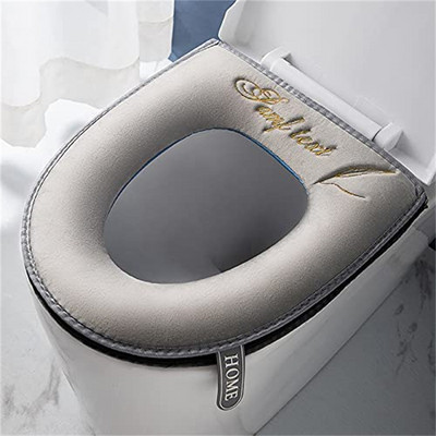 Покривало за тоалетна седалка Closestool Mat Миещи се аксесоари за баня Зима Топло Мек плюш Удебелен Универсален водоустойчив капак за тоалетна