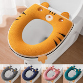 Universāls ziemas siltais tualetes sēdekļa pārklāja paklājiņa spilvens ar rokturi, biezāks, mīksts, mazgājams Closestool vannas istabas aksesuāri