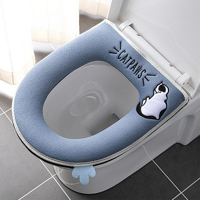 Universāls ziemas siltais tualetes sēdekļa pārklāja paklājiņa spilvens ar rokturi, biezāks, mīksts, mazgājams Closestool vannas istabas aksesuāri