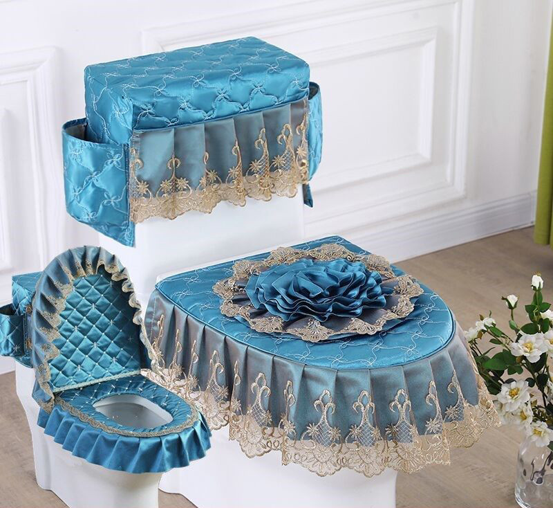 Fyjafon 3gab tualetes sēdekļa pārsegs zils luxuriou tualetes pārklājs mazgājams augstas kvalitātes tvertnes pārsegs ar uzglabāšanas maisiņu