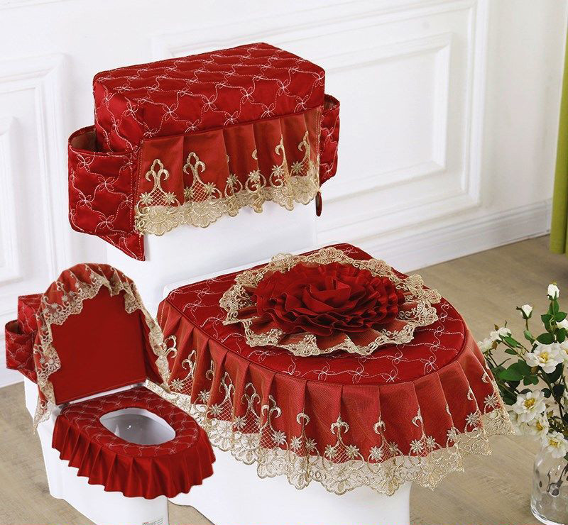 Fyjafon 3gab tualetes sēdekļa pārsegs zils luxuriou tualetes pārklājs mazgājams augstas kvalitātes tvertnes pārsegs ar uzglabāšanas maisiņu