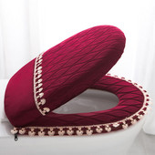 Fyjfaon navlaka za WC školjku, topla debela navlaka za WC školjku, kupaonska ukrasna navlaka za WC školjku, otporna na prašinu, crvena, plava kava