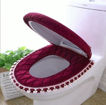 Fyjfaon Κάλυμμα καθίσματος τουαλέτας Ζεστό παχύ Κάλυμμα καθίσματος λεκάνης τουαλέτας Κάλυμμα μπάνιου Διακοσμητικό κάλυμμα για τουαλέτα ανθεκτικό στη σκόνη Κάλυμμα Κόκκινο Μπλε Καφέ