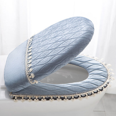 Fyjfaon navlaka za WC školjku, topla debela navlaka za WC školjku, kupaonska ukrasna navlaka za WC školjku, otporna na prašinu, crvena, plava kava