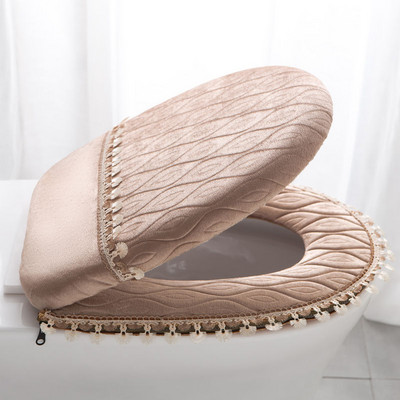 Fyjfaon navlaka za WC školjku, topla debela navlaka za WC školjku, kupaonska ukrasna navlaka za WC školjku, otporna na prašinu, crvena, plava kava