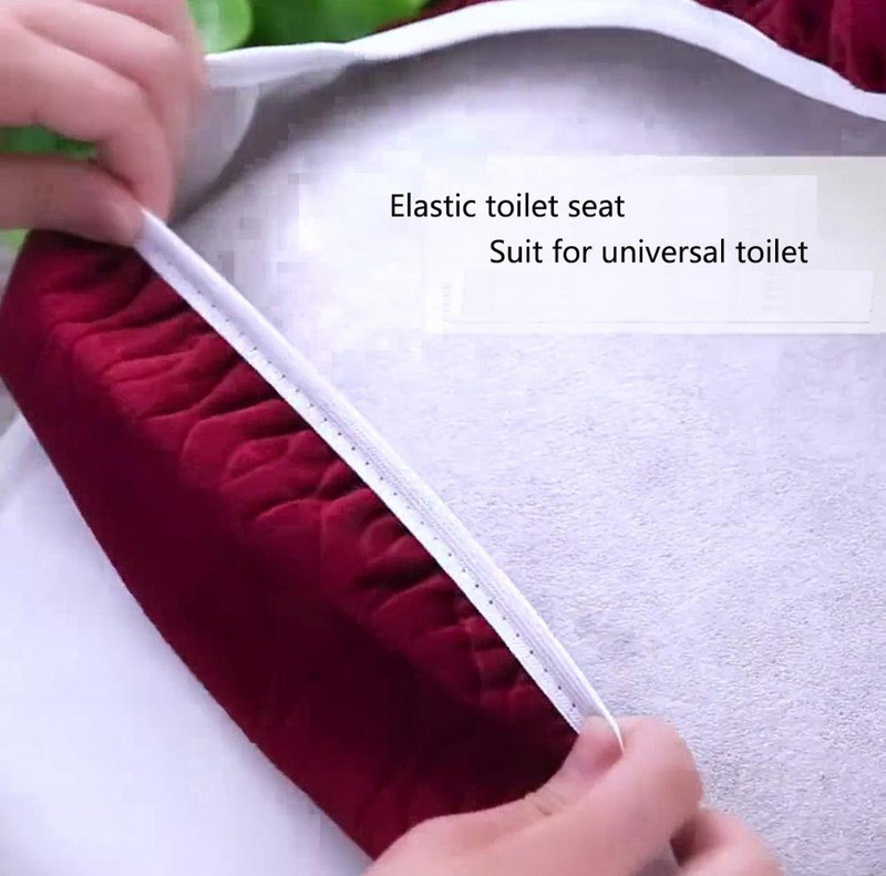 Fyjfaon navlaka za WC školjku, topla debela navlaka za WC školjku, kupaonska ukrasna navlaka za WC školjku, otporna na prašinu, crvena, plava kava