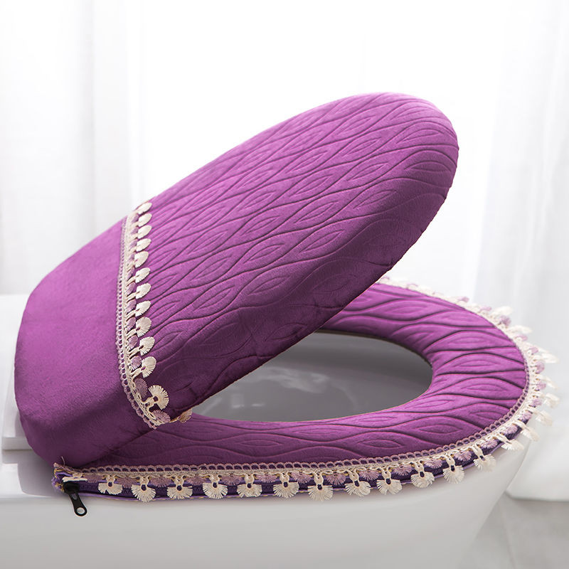 Fyjfaon navlaka za WC školjku, topla debela navlaka za WC školjku, kupaonska ukrasna navlaka za WC školjku, otporna na prašinu, crvena, plava kava