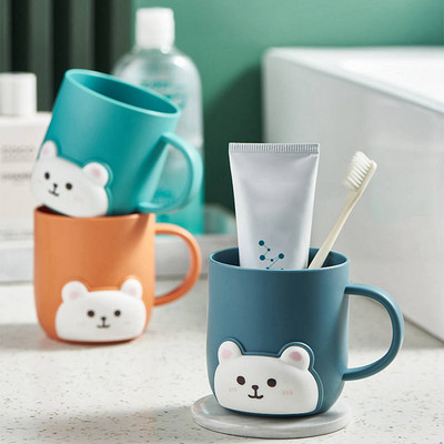 Cartoon Bear Mouthwash Cup Βουρτσάκι μπάνιου με λαβή Χαριτωμένο πλαστικό κύπελλο πλυσίματος για παιδιά Θήκη οδοντόβουρτσας Κύπελλο κρύων ποτών