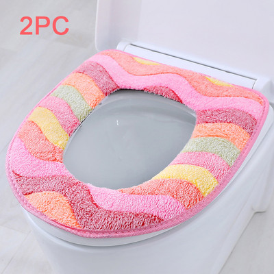 Coral Velvet WC prostirka Dvodijelna topla vodootporna WC daska Naljepnica Univerzalna WC navlaka