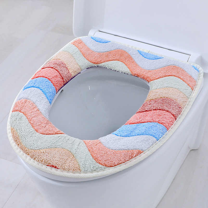 Coral Velvet WC prostirka Dvodijelna topla vodootporna WC daska Naljepnica Univerzalna WC navlaka