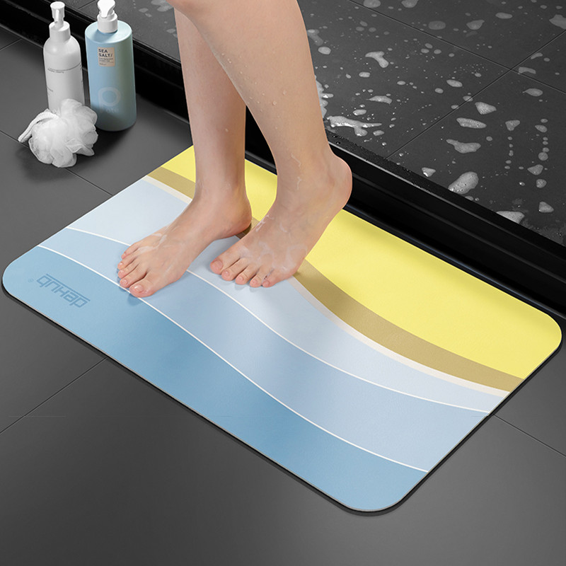 Diatomīta dubļu ūdens uzsūcošs paliktnis pēdām vannas istabas durvju aile Diatomīta paklājiņš tualetes neslīdošs ātri žūstošs paklājs tualetes spilvens