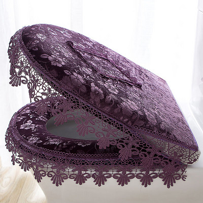 Fyjafon tualetes sēdekļa pārvalks Plīša mežģīņu tualetes poda sēdekļa pārvalks Sarkans bēšs vannas istabas dekoratīvais pārvalks tualetes putekļu necaurlaidīgam pārklājam