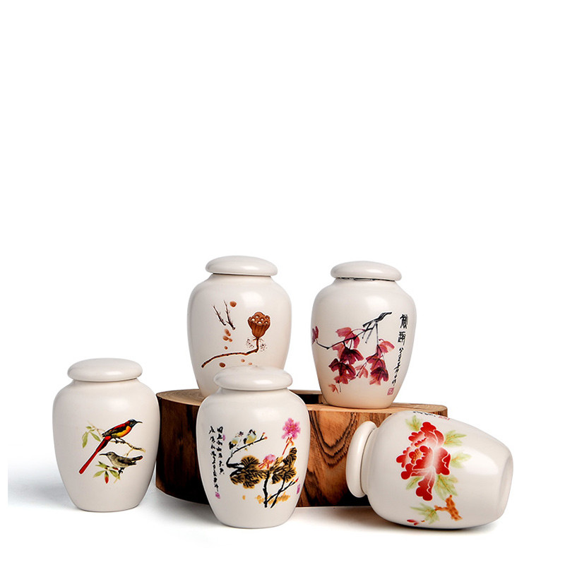 Mini balti keramikas mājdzīvnieku pelni urnas kremācijas pelnu turētājs Mazu dzīvnieku mājdzīvnieku papagaiļu putnu bēru piemiņas zārks apbedīšanas urnas nišā