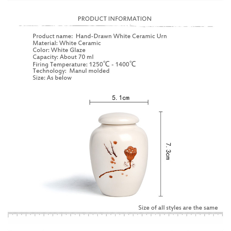 Mini balti keramikas mājdzīvnieku pelni urnas kremācijas pelnu turētājs Mazu dzīvnieku mājdzīvnieku papagaiļu putnu bēru piemiņas zārks apbedīšanas urnas nišā