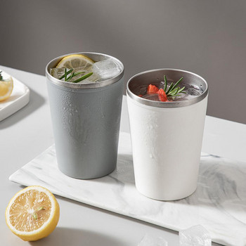 420 ml чаша за баня Модерна минималистична двуслойна едноцветна чаша за напитки от неръждаема стомана за многократна употреба Аксесоари за баня