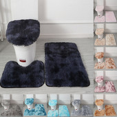 3 tk/komplekt Plush vannitoa vannimati komplekt WC-vaibad libisemisvastased dušivaibad, kodu tualettruumi kaane kate duširuumi vaip põrandamatid