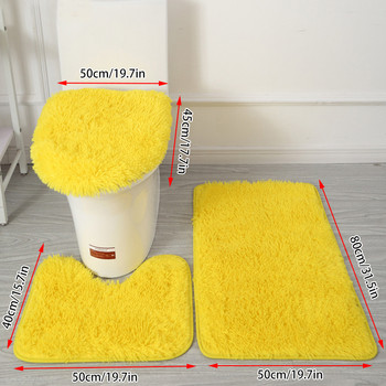 3 бр./компл. Плюшени комплекти постелки за баня за баня Тоалетни килими Противохлъзгащи се килими за душ Комплект капак на капака за домашна тоалетна Килим за душ Постелки за пода