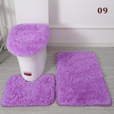 3 tk/komplekt Plush vannitoa vannimati komplekt WC-vaibad libisemisvastased dušivaibad, kodu tualettruumi kaane kate duširuumi vaip põrandamatid