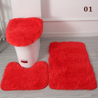 3 tk/komplekt Plush vannitoa vannimati komplekt WC-vaibad libisemisvastased dušivaibad, kodu tualettruumi kaane kate duširuumi vaip põrandamatid