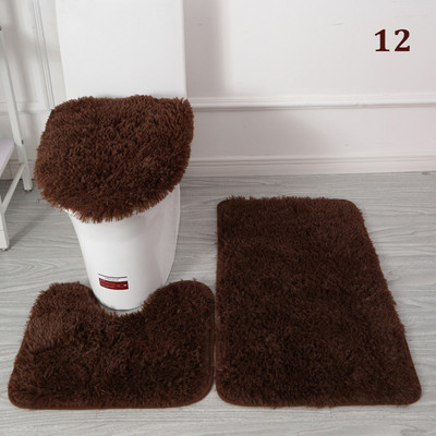 3 tk/komplekt Plush vannitoa vannimati komplekt WC-vaibad libisemisvastased dušivaibad, kodu tualettruumi kaane kate duširuumi vaip põrandamatid