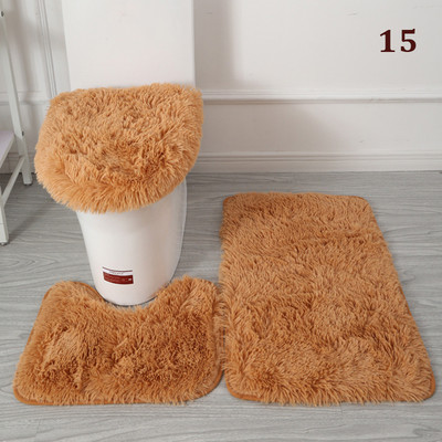 3 tk/komplekt Plush vannitoa vannimati komplekt WC-vaibad libisemisvastased dušivaibad, kodu tualettruumi kaane kate duširuumi vaip põrandamatid