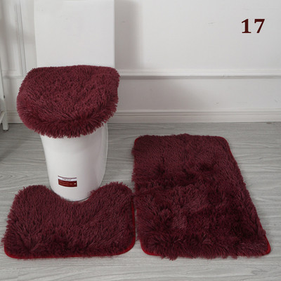 3 tk/komplekt Plush vannitoa vannimati komplekt WC-vaibad libisemisvastased dušivaibad, kodu tualettruumi kaane kate duširuumi vaip põrandamatid