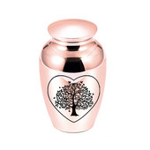 Dzīvības koka urnas cilvēku pelniem Skaistas piemiņas urnas Mini alumīnija sakausējuma kremēšanas urnas, personalizētas dekoratīvas bēres