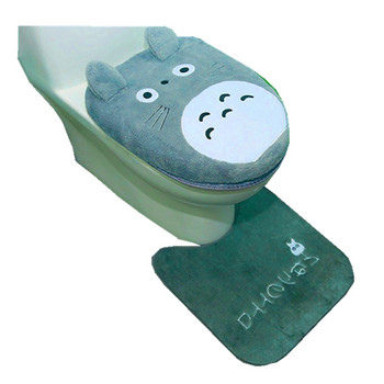 3 τεμ/σετ Θήκανση Cartoon Totoro Κάλυμμα καθίσματος τουαλέτας Μαλακό βελούδινο σετ γιογιό τουαλέτας Ζεστό μαξιλαράκι