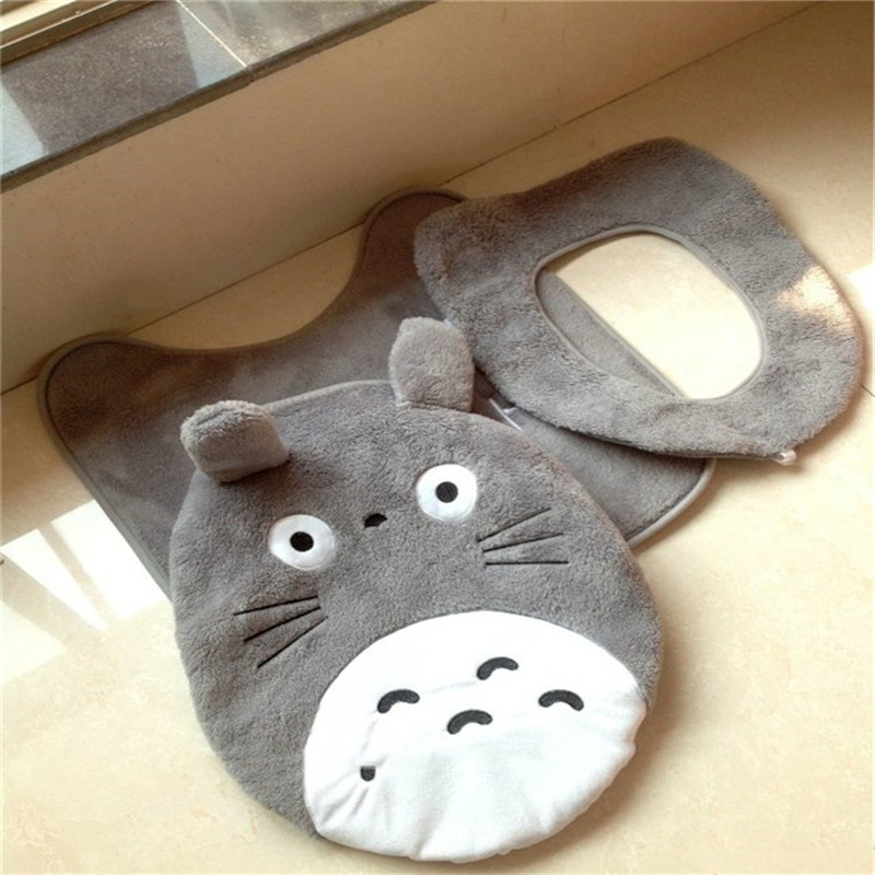 3kom/set Zadebljana navlaka za WC sjedalo Totoro od mekanog baršuna Setovi toaletnih noša Topla podloga za jastuke