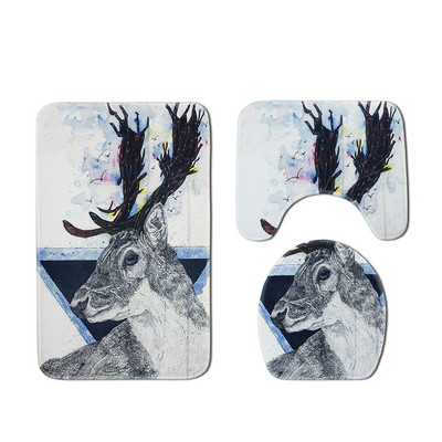 Vannas istabas vannas paklājiņu komplekts Pretslīdes paklāju paklāji vannas istabas durvju paklājiņam Mikrošķiedras tualetes sēdekļa paklājiņš Vannas paklājiņš Flaneļa tualetes grīdas paklāji