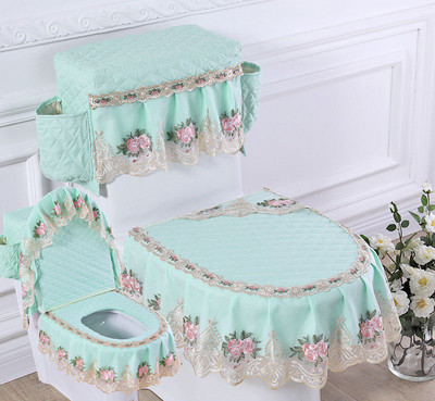 Fyjafon 3 buc Huse pentru scaune de toaleta cu sac de depozitare Husa de toaleta rosie calduroasa Baie lavabila Inchide taburet Husa pentru scaune Toaleta albastra