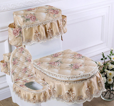 Fyjafon 3 buc Huse pentru scaune de toaleta cu sac de depozitare Husa de toaleta rosie calduroasa Baie lavabila Inchide taburet Husa pentru scaune Toaleta albastra