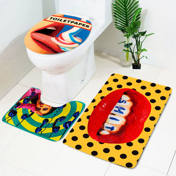 Χαρτί υγείας Κάλυμμα καθίσματος τουαλέτας Χαλί Σαλιάρα Δημιουργική Αστεία Περιοδικό Εικονογράφηση Κομότα Διακόσμηση Αξεσουάρ μπάνιου Ματ 3τμχ Σετ