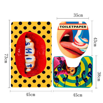 Χαρτί υγείας Κάλυμμα καθίσματος τουαλέτας Χαλί Σαλιάρα Δημιουργική Αστεία Περιοδικό Εικονογράφηση Κομότα Διακόσμηση Αξεσουάρ μπάνιου Ματ 3τμχ Σετ