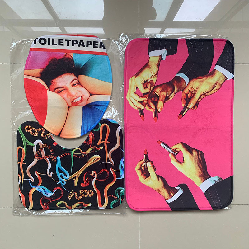 Toaletni papir Navlaka za WC sjedalo Tepih Bib Kreativna smiješna ilustracija za časopis Komoda Dekoracija Kupaonski dodaci Mat Set od 3 komada